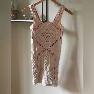 Free People Pink Bodycon Mini Dress Scoop Neck Sleeveless